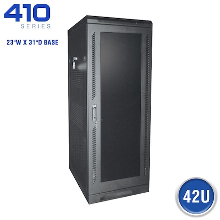 Quest Mfg Floor Enclosure Server Cabinet, Acrylic Door, 42U, 6' x 23"W x 31"D, Black FE4119-42-02